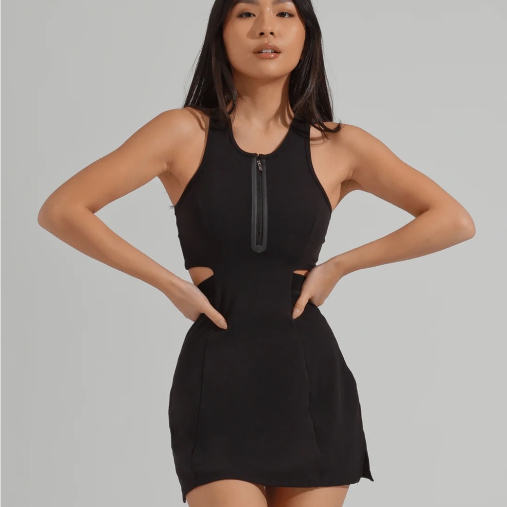 Buffbunny Courtside Zip Dress in Onyx Black